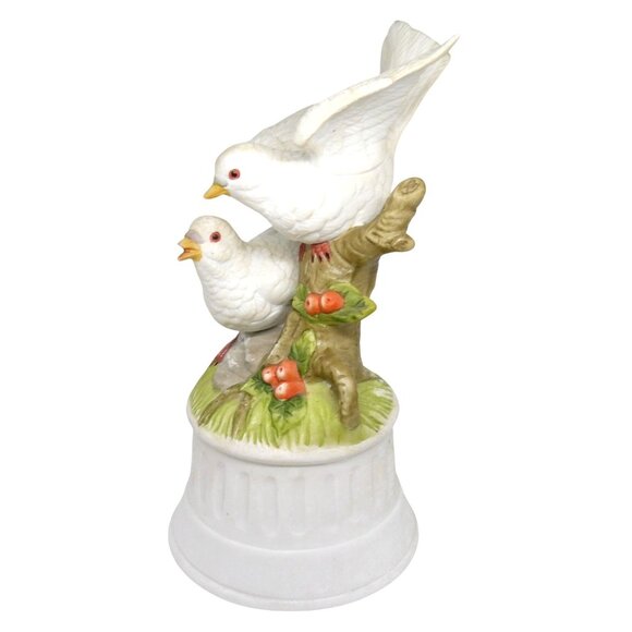 Porcelain Music Box with White Doves on Branch Hand-Painted "Lara's Theme" Vtg - Picture 2 of 5